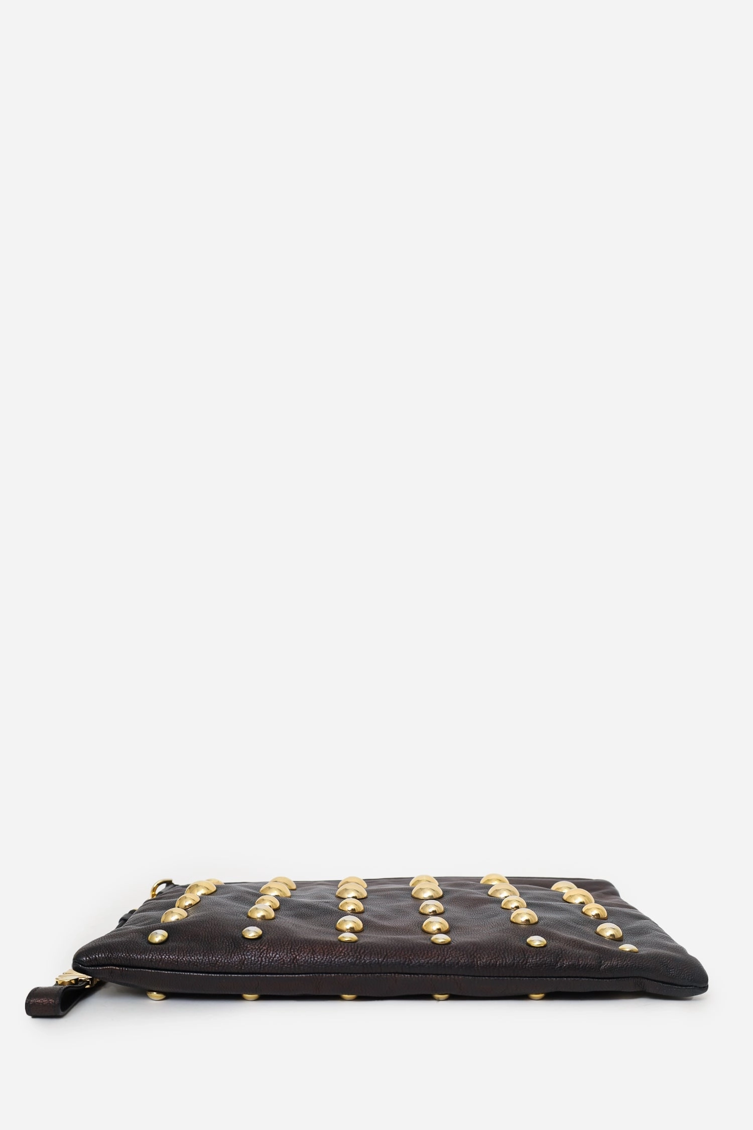 Moschino Brown Metallic Studded Clutch