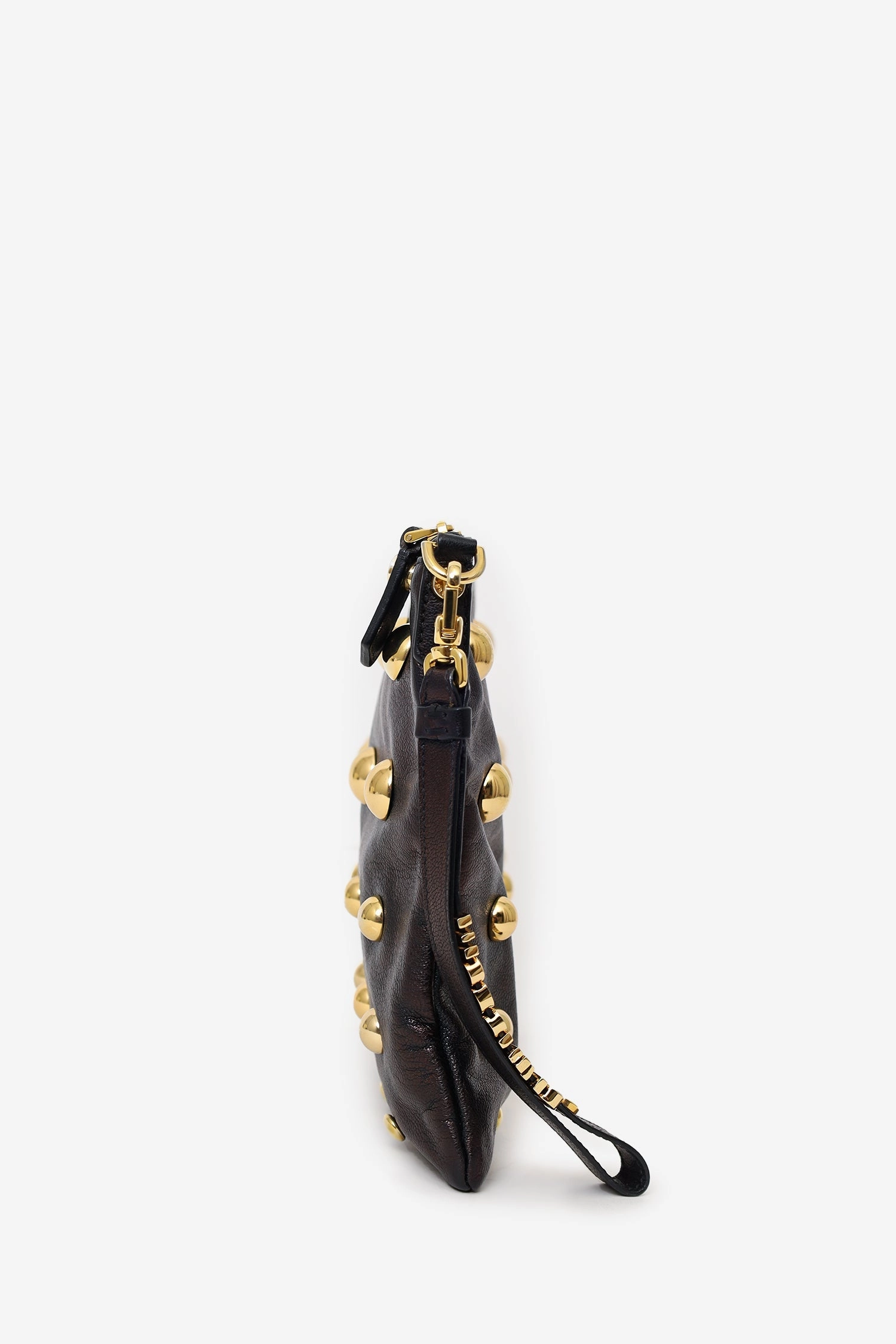 Moschino Brown Metallic Studded Clutch