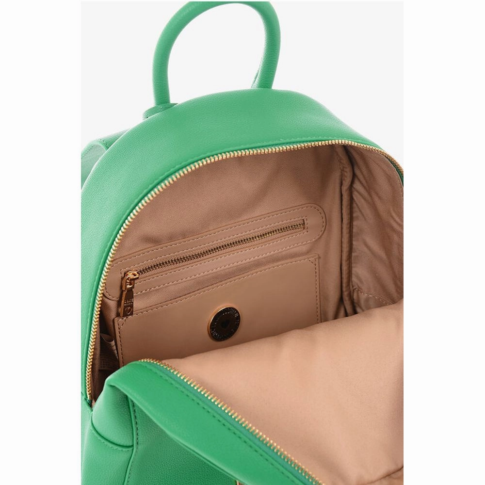 Moschino LOVE Embossed Golden Maxi Logo Textured Faux Leather Backpac