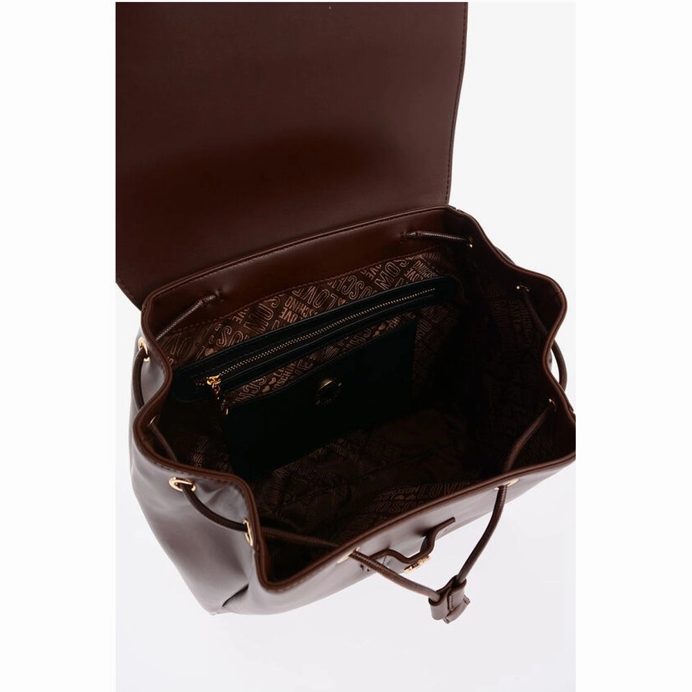 Moschino LOVE Faux Leather Backpack with Golden Logo