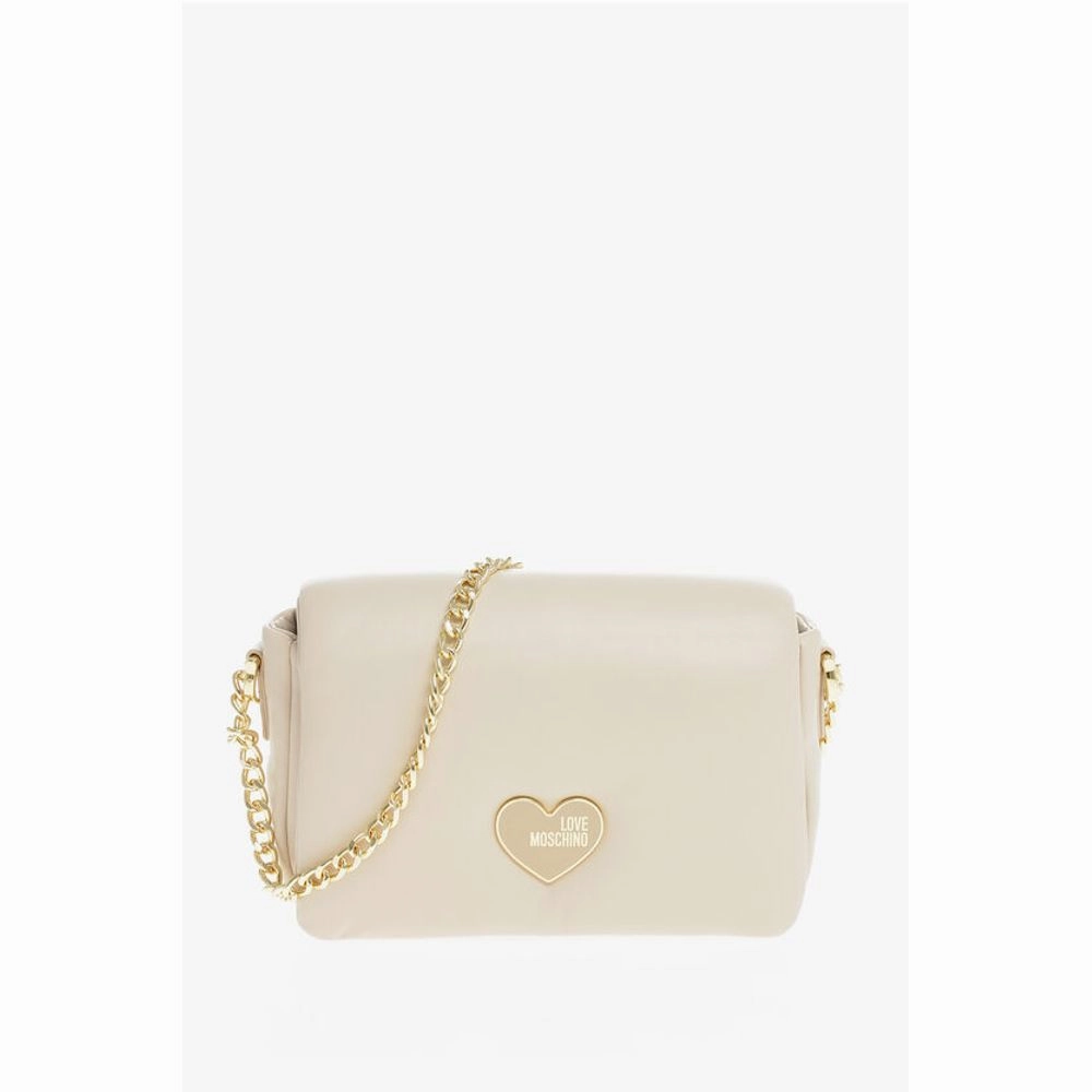 Moschino LOVE Faux Leather Paddede PUFFY Shoulder Bag with Golden Cha