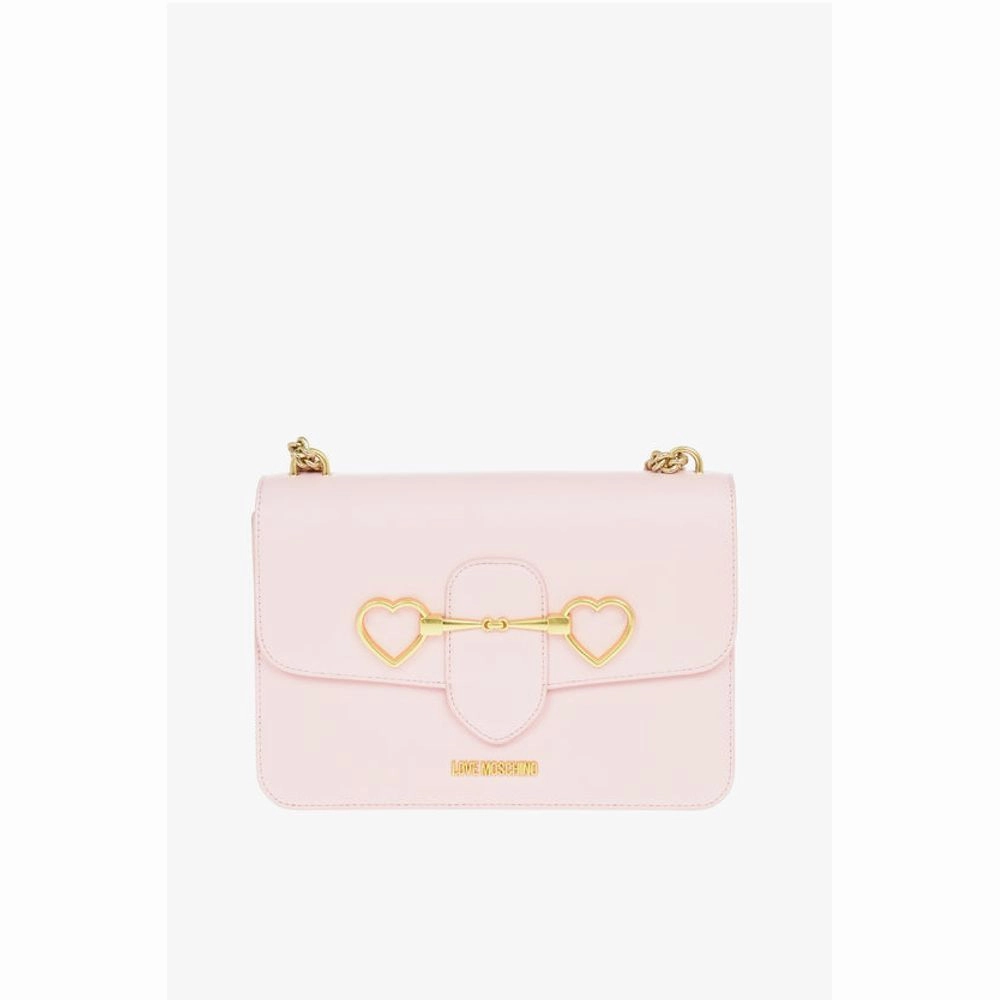 Moschino LOVE Golden Clamp Faux Leather Shoulder Bag