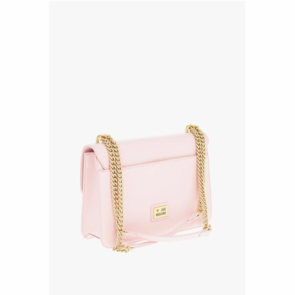 Moschino LOVE Golden Clamp Faux Leather Shoulder Bag