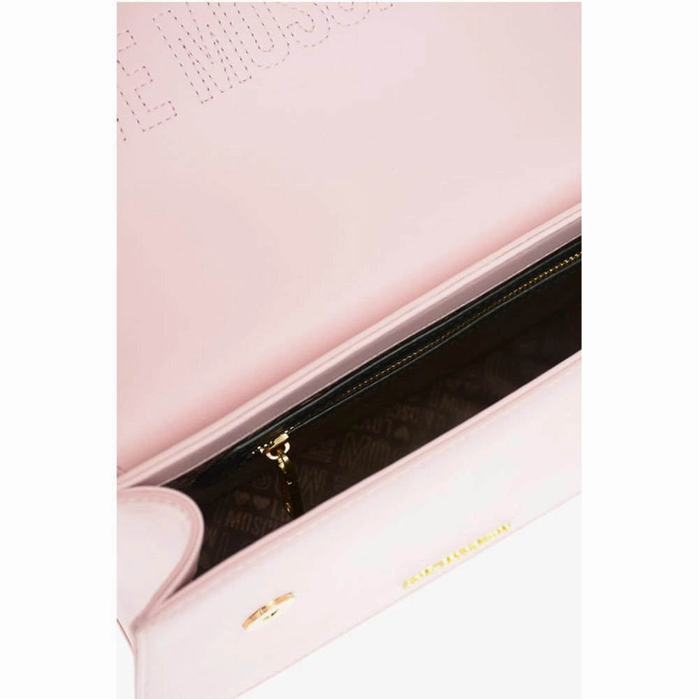 Moschino LOVE Golden Clamp Faux Leather Shoulder Bag