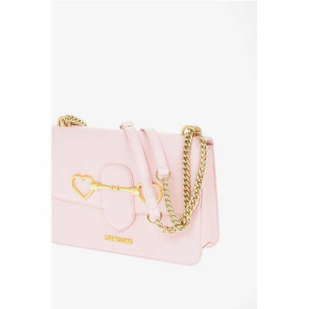 Moschino LOVE Golden Clamp Faux Leather Shoulder Bag