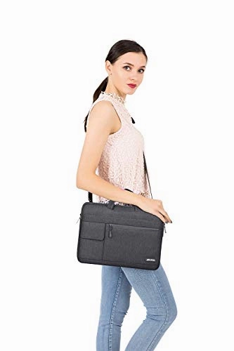MOSISO Laptop Shoulder Bag Compatible with MacBook Pro/Air 13 inch, 13-13.3 inch Notebook Computer, Polyester Flapover Briefcase Sleeve Case, Space Gray