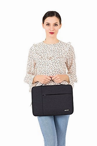 MOSISO Laptop Sleeve Briefcase Handbag Compatible 15-15.6 Inch MacBook Pro, Notebook Computer, Polyester Multifunctional Carrying Case Protective Bag Cover, Black