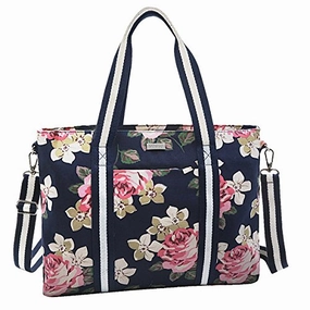 Mosiso Laptop Tote Bag (Up To 17.3 Inch), Canvas Classic Rose Multifunctional Work Travel
