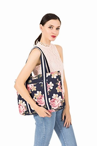Mosiso Laptop Tote Bag (Up To 17.3 Inch), Canvas Classic Rose Multifunctional Work Travel