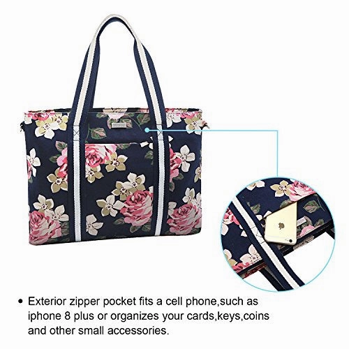 Mosiso Laptop Tote Bag (Up To 17.3 Inch), Canvas Classic Rose Multifunctional Work Travel