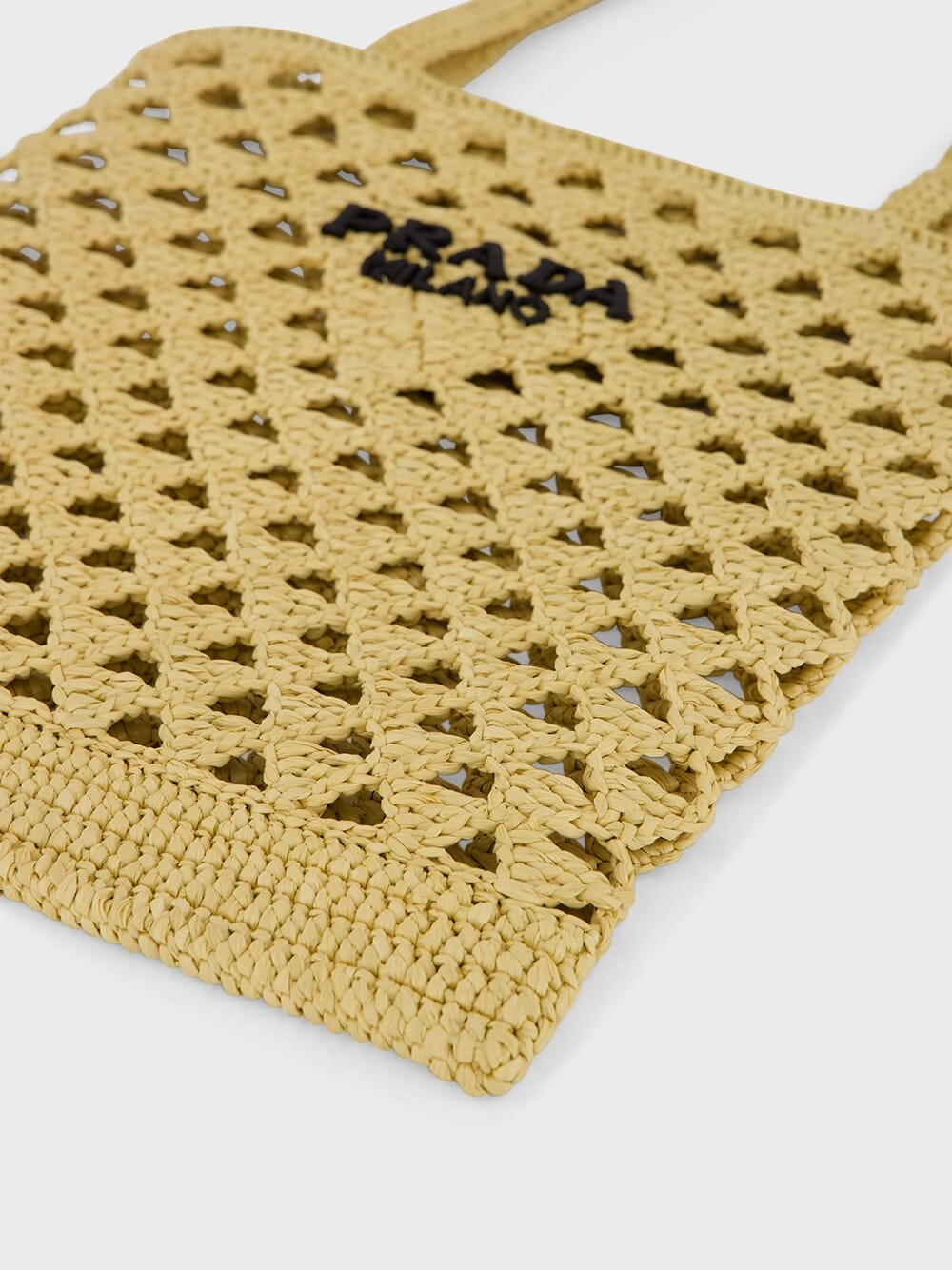 Natural Crochet Tote Bag with Embroidered Logo