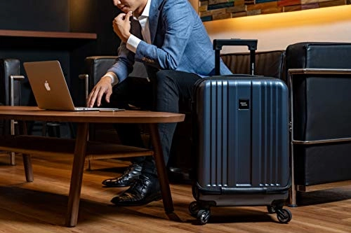 New Storm Carry-on Luggage - TSA Combination Lock - Spinner Goodyear Wheels  Carry-on Front Laptop Compartment - YKK Zipper - Integrated USB Charging Hub - Blue