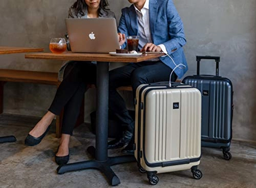 New Storm Carry-on Luggage - TSA Combination Lock - Spinner Goodyear Wheels  Carry-on Front Laptop Compartment - YKK Zipper - Integrated USB Charging Hub - Blue