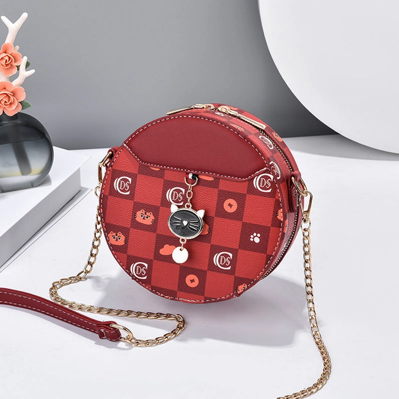 New Women's Bag Shoulder Bag Chain Small Round Bag