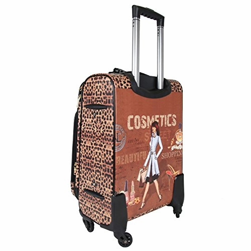 Nicole Lee Women'S 20" 4 Wheels Expandable Carry-On Luggage Cheetah Print, Cosmetics