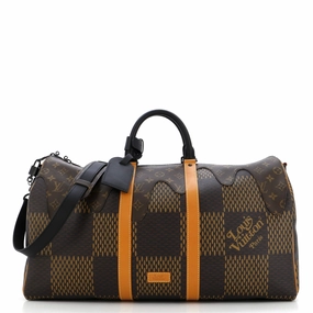 Nigo Keepall Bandouliere Bag Limited Edition Giant Damier and Monogram Canvas 50