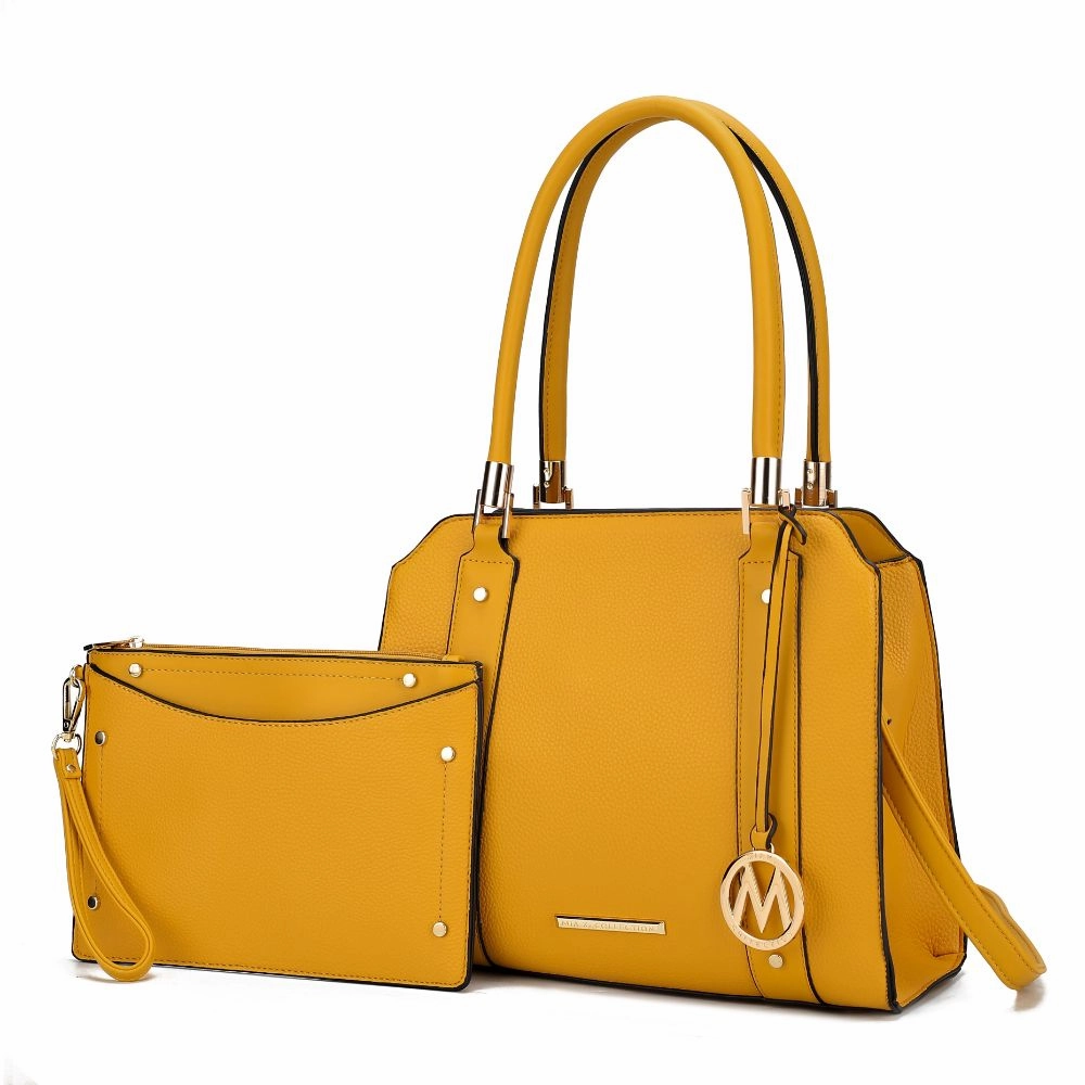 Norah Vegan Leather Womens Satchel Bag with Wristlet  2 pieces