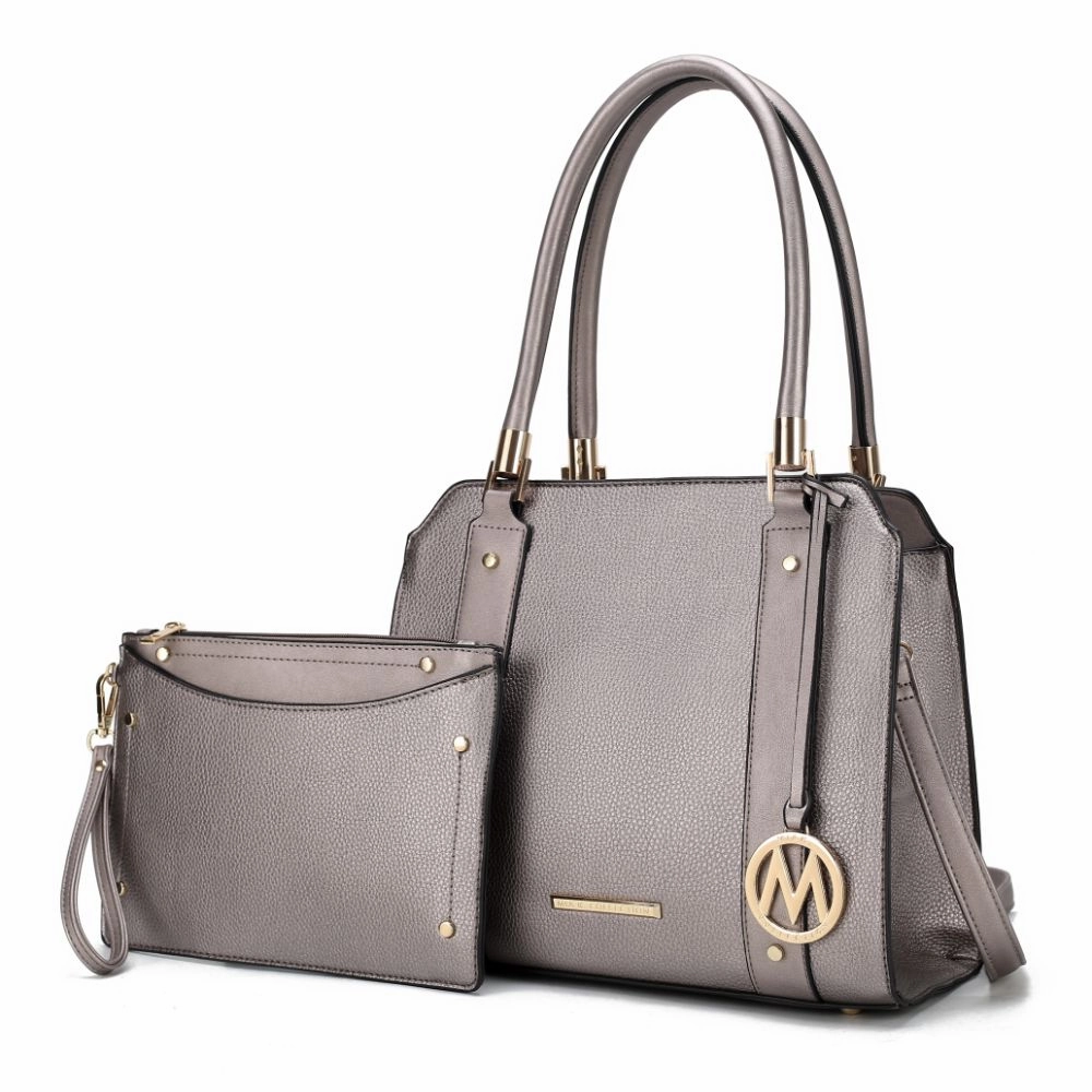Norah Vegan Leather Womens Satchel Bag with Wristlet  2 pieces