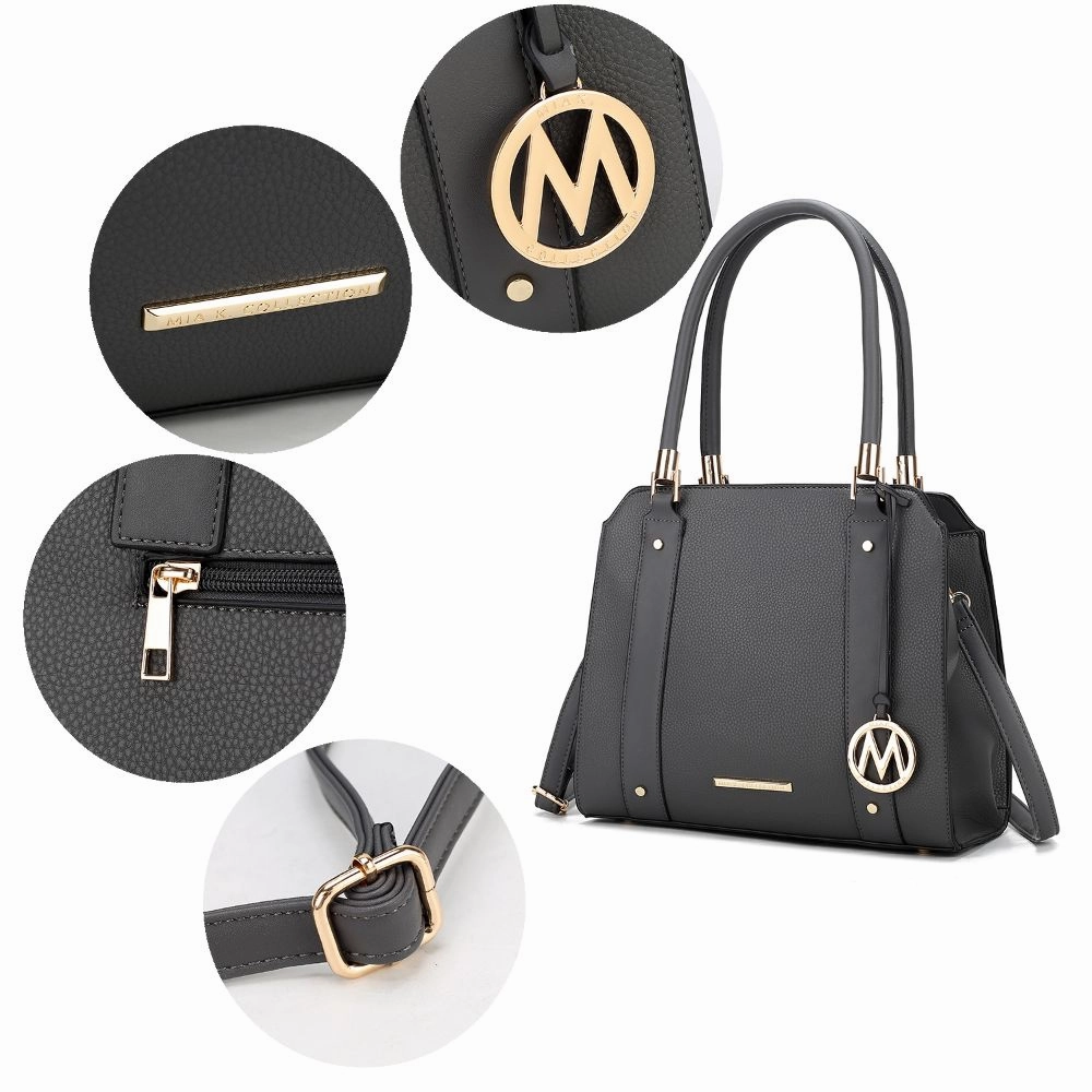 Norah Vegan Leather Womens Satchel Bag with Wristlet  2 pieces