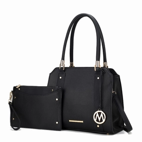 Norah Vegan Leather Womens Satchel Bag with Wristlet  2 pieces