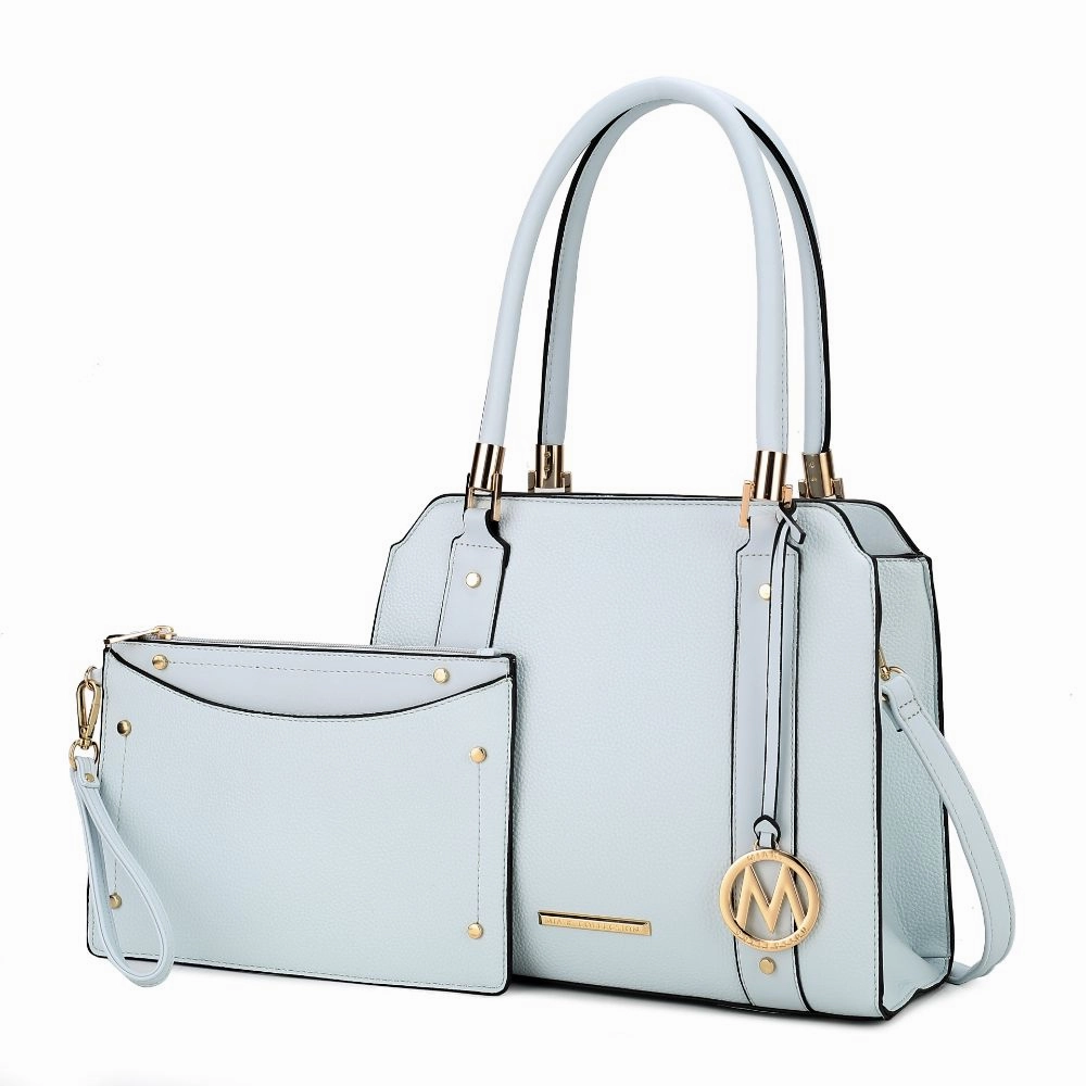 Norah Vegan Leather Womens Satchel Bag with Wristlet  2 pieces