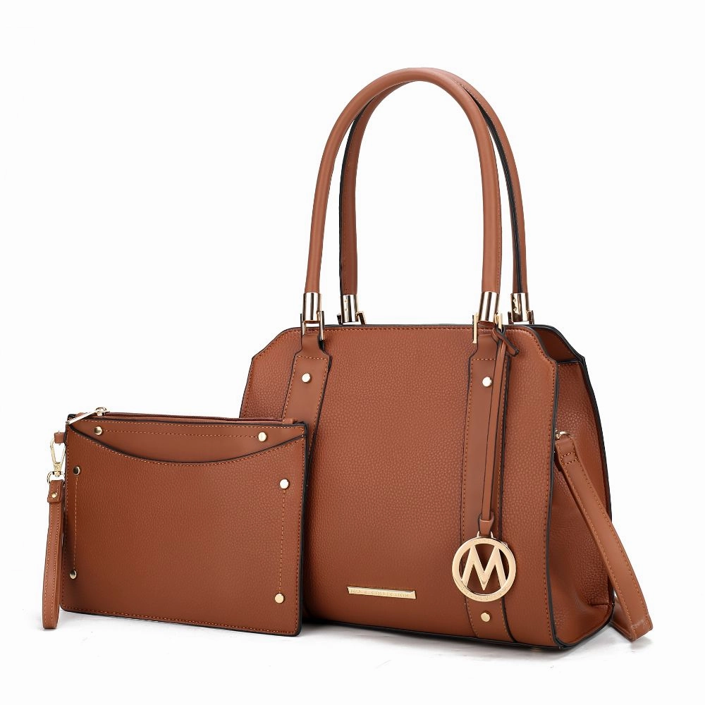 Norah Vegan Leather Womens Satchel Bag with Wristlet  2 pieces