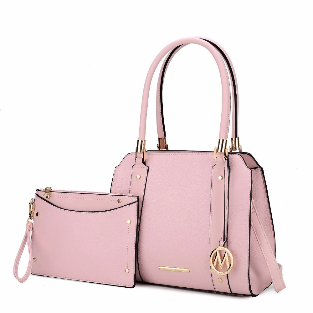 Norah Vegan Leather Womens Satchel Bag with Wristlet  2 pieces