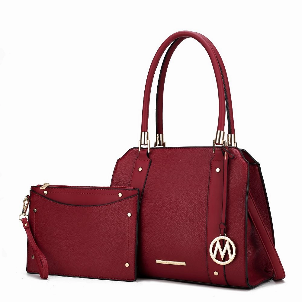 Norah Vegan Leather Womens Satchel Bag with Wristlet  2 pieces