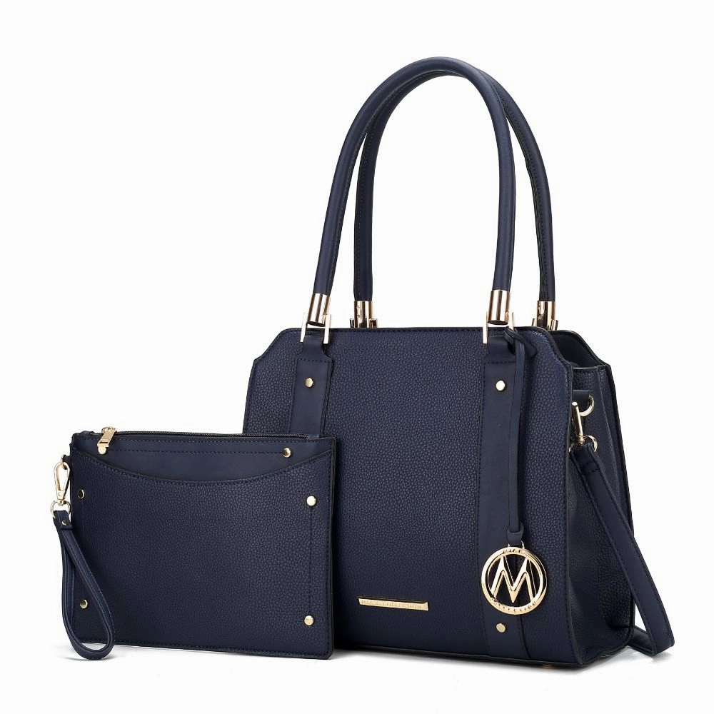 Norah Vegan Leather Womens Satchel Bag with Wristlet  2 pieces