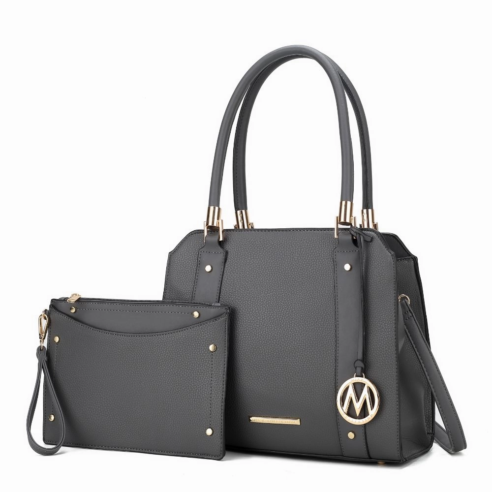 Norah Vegan Leather Womens Satchel Bag with Wristlet  2 pieces