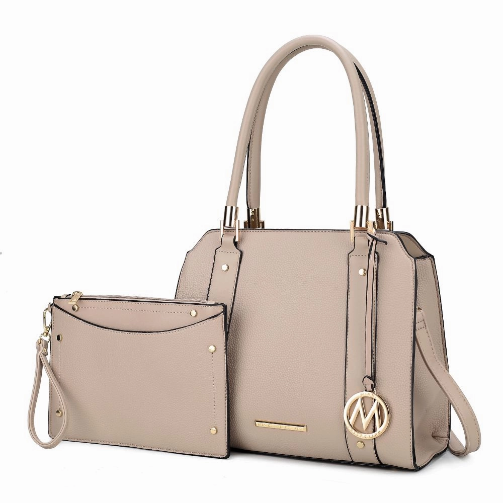Norah Vegan Leather Womens Satchel Bag with Wristlet  2 pieces