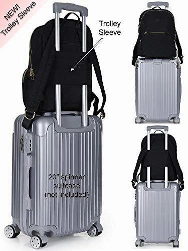 Nylon Casual Travel Daypack Backpack With 13 Inch Laptop Compartment, With Trolley Strap And