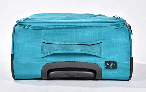 Ornate Ultra Light Weight Soft Suitcase - Carry On Luggage With Spinner Wheels (Sea Foam Green)