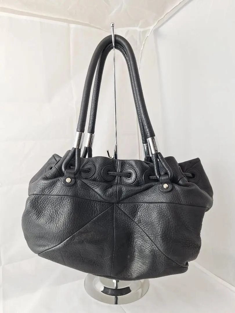 Oroton Chic 90's Drawstring Black Handbag