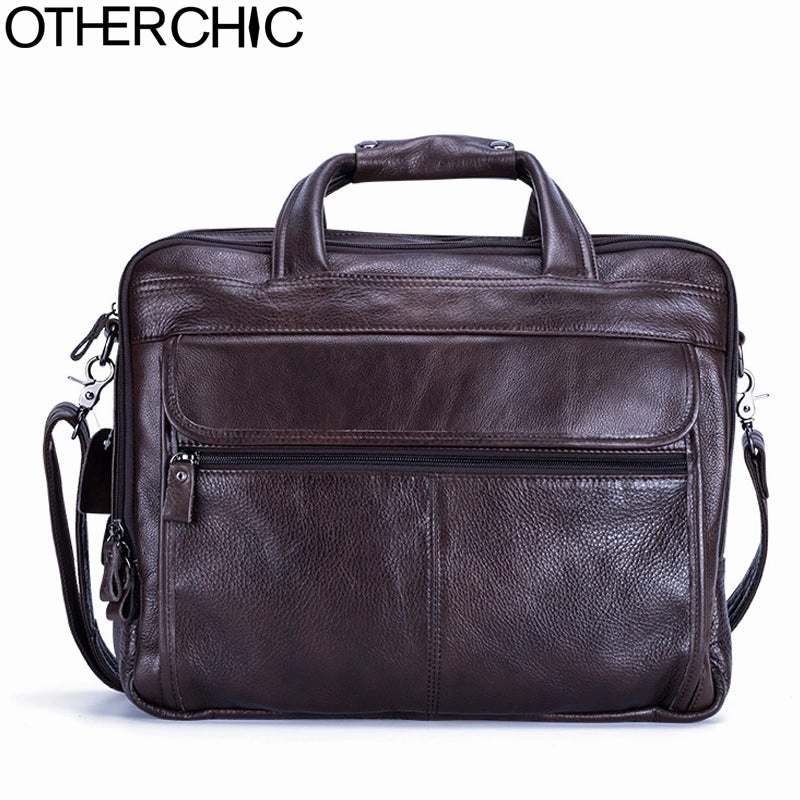 Otherchic Men Leather Handbags Men Crossbody Bags Cow Leather Genuine Leather Briefcafe Laywer Bags