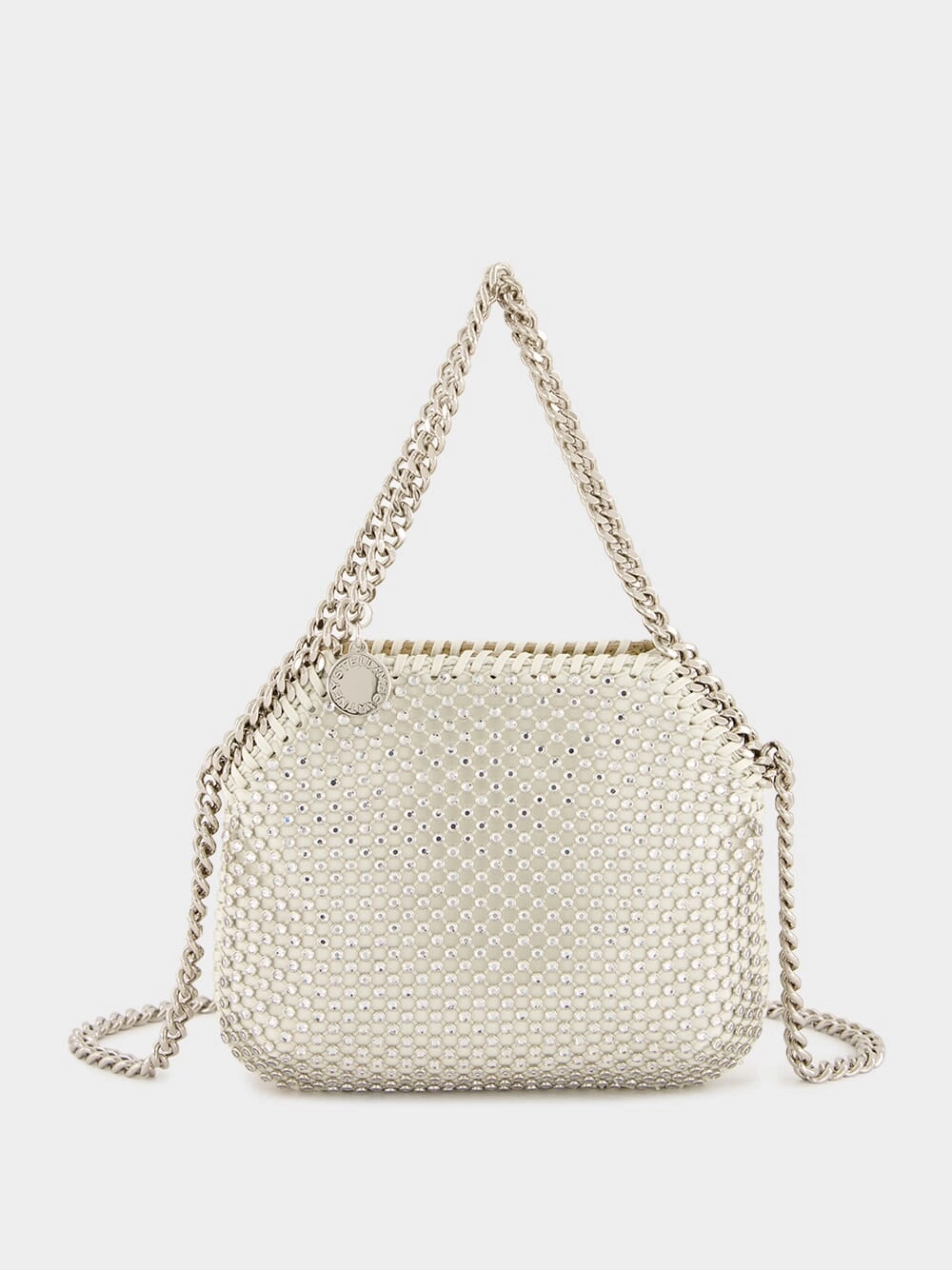 Oyster Crystal Mesh Mini Falabella Tote Bag