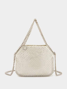 Oyster Crystal Mesh Mini Falabella Tote Bag