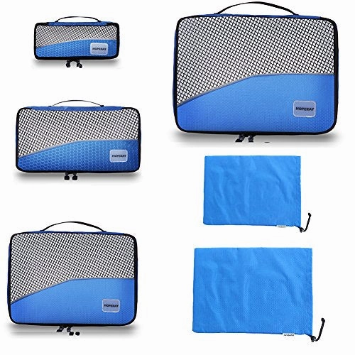 Packing Cubes for Travel Compression Accessories - Luggage Carry on Suitcases - Large Packing Organizers 6 Set - Waterproof Tote Mesh Bags Gear Shoe & Toiletry Bag for Weekend,Business,Camping,Hiking