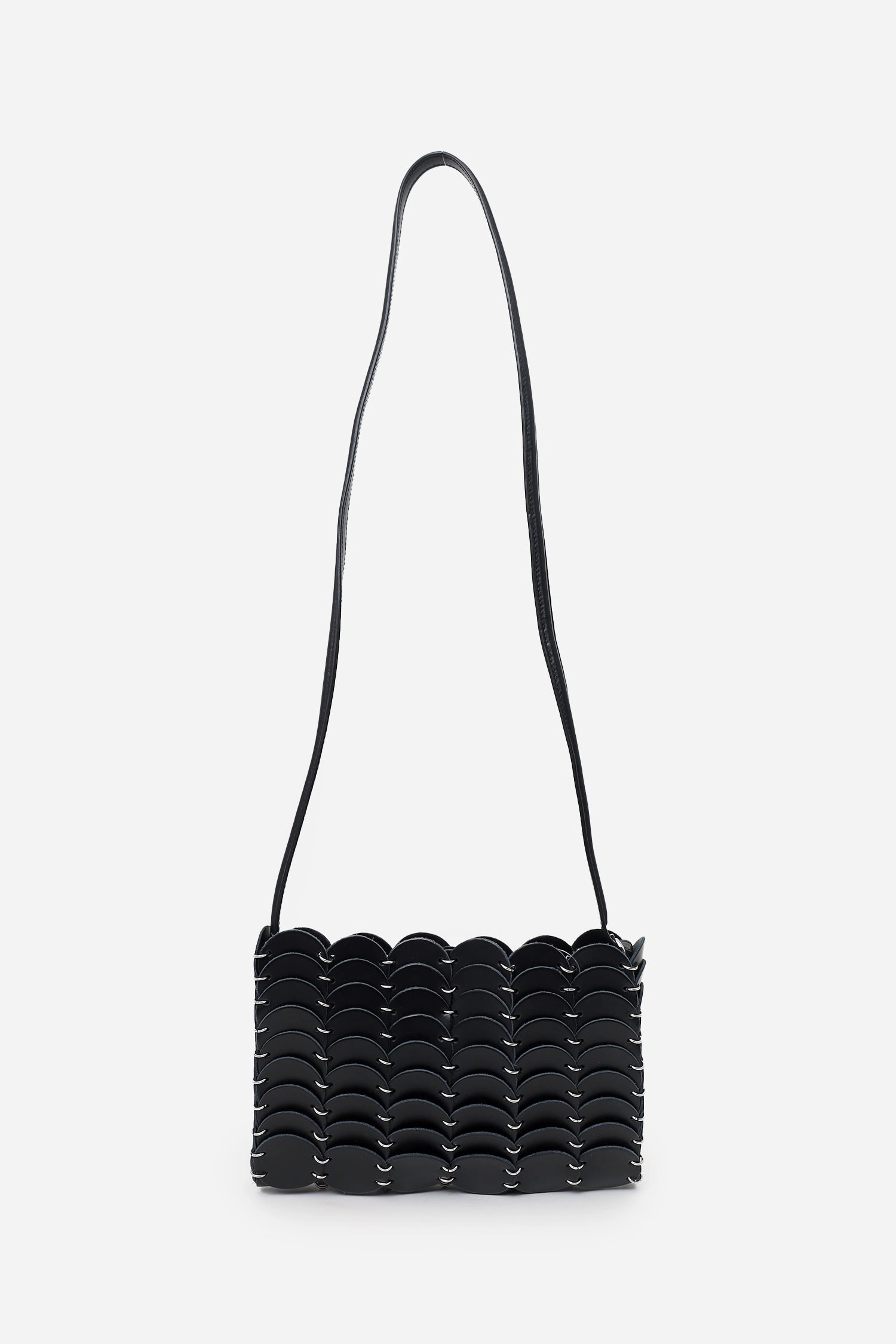 Paco Rabanne Black Leather Disc Crossbody Bag