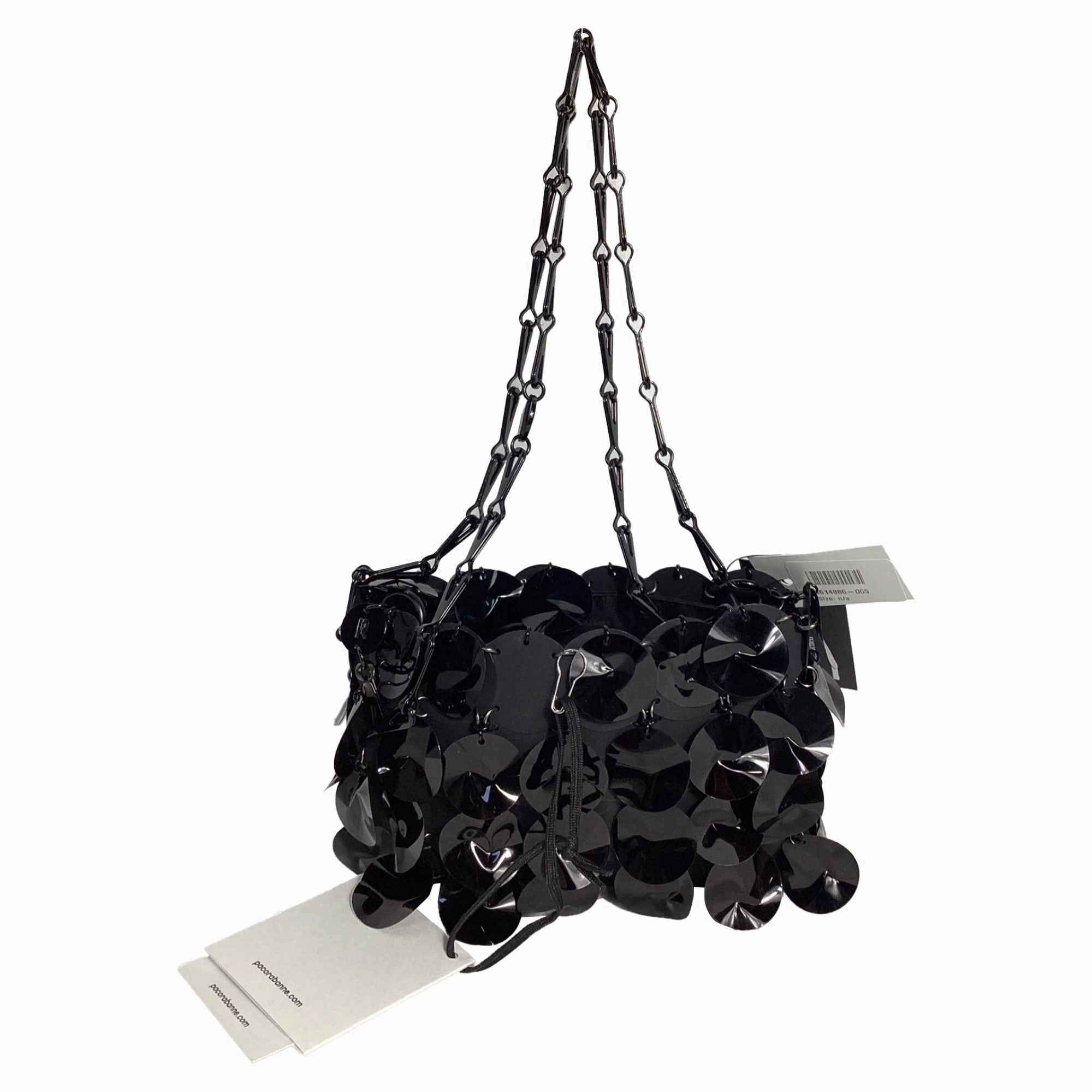 Paco Rabanne Paillette-Embellished Shoulder Bag in Black Sequin