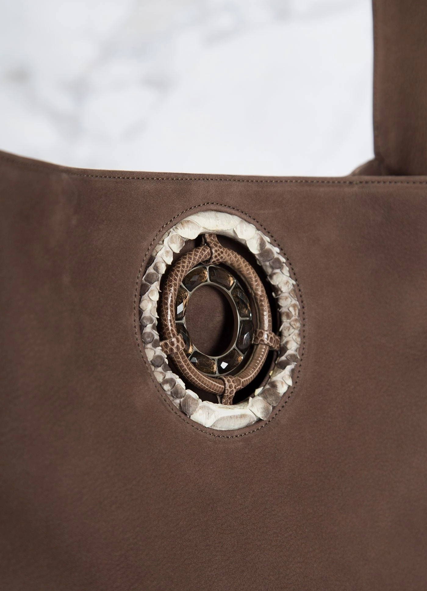 Paige Hobo - Light Brown Suede with Smokey Topaz