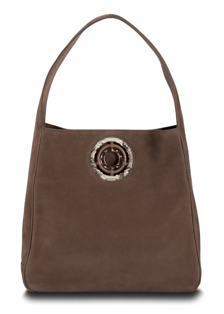 Paige Hobo - Light Brown Suede with Smokey Topaz