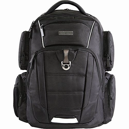 Perry Ellis Men'S 9-Pocket Professional Laptop P350 Business Backpack, Black, One Size