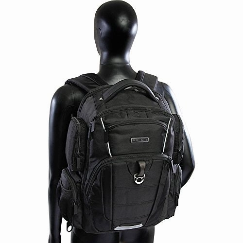 Perry Ellis Men'S 9-Pocket Professional Laptop P350 Business Backpack, Black, One Size