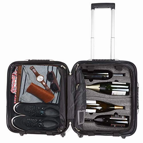 Personalized Luggage Nameplate - VinGardeValise Wine Travel Suitcase - Up to 8 bottles (Black)