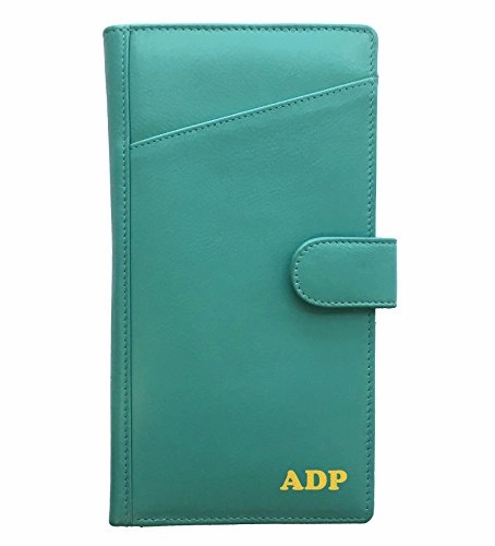 Personalized Monogrammed Turquoise Leather Rfid Travel Wallet