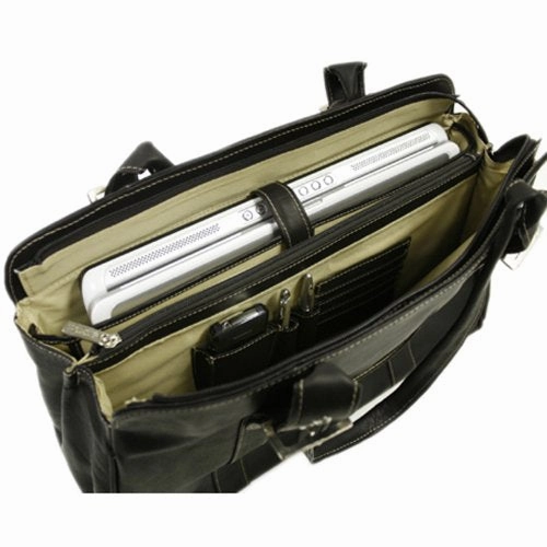 Piel Leather Ladies Buckle Laptop Tote, Chocolate, One Size
