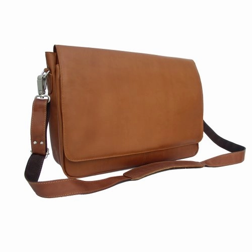 Piel Leather Professional Laptop Messenger, Saddle, One Size
