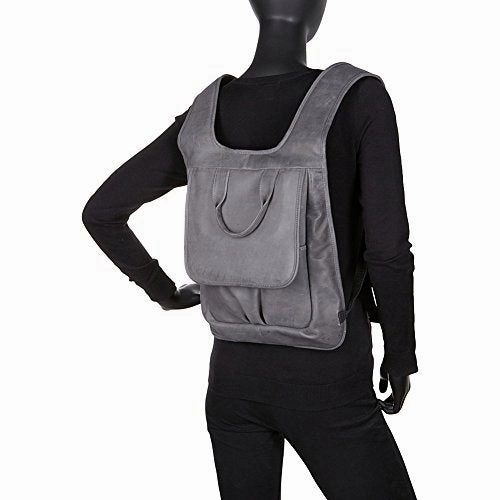 Piel Leather Slim Laptop Flap Backpack, Charcoal, One Size