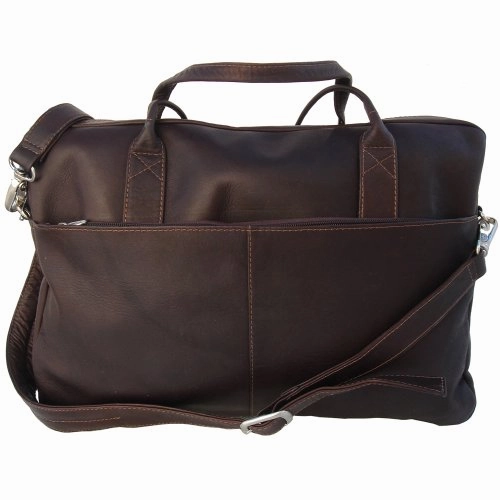 Piel Leather Top-Zip Portfolio, Chocolate, One Size